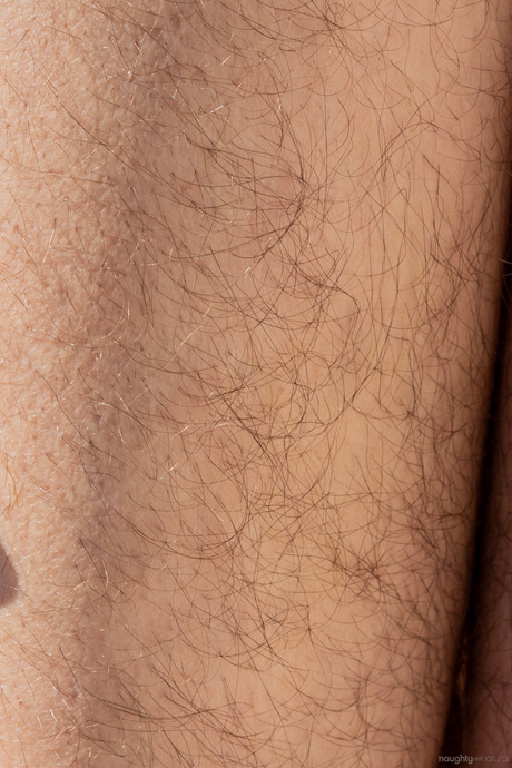 Amateur sunny with fur covered armpits doffs lace panties